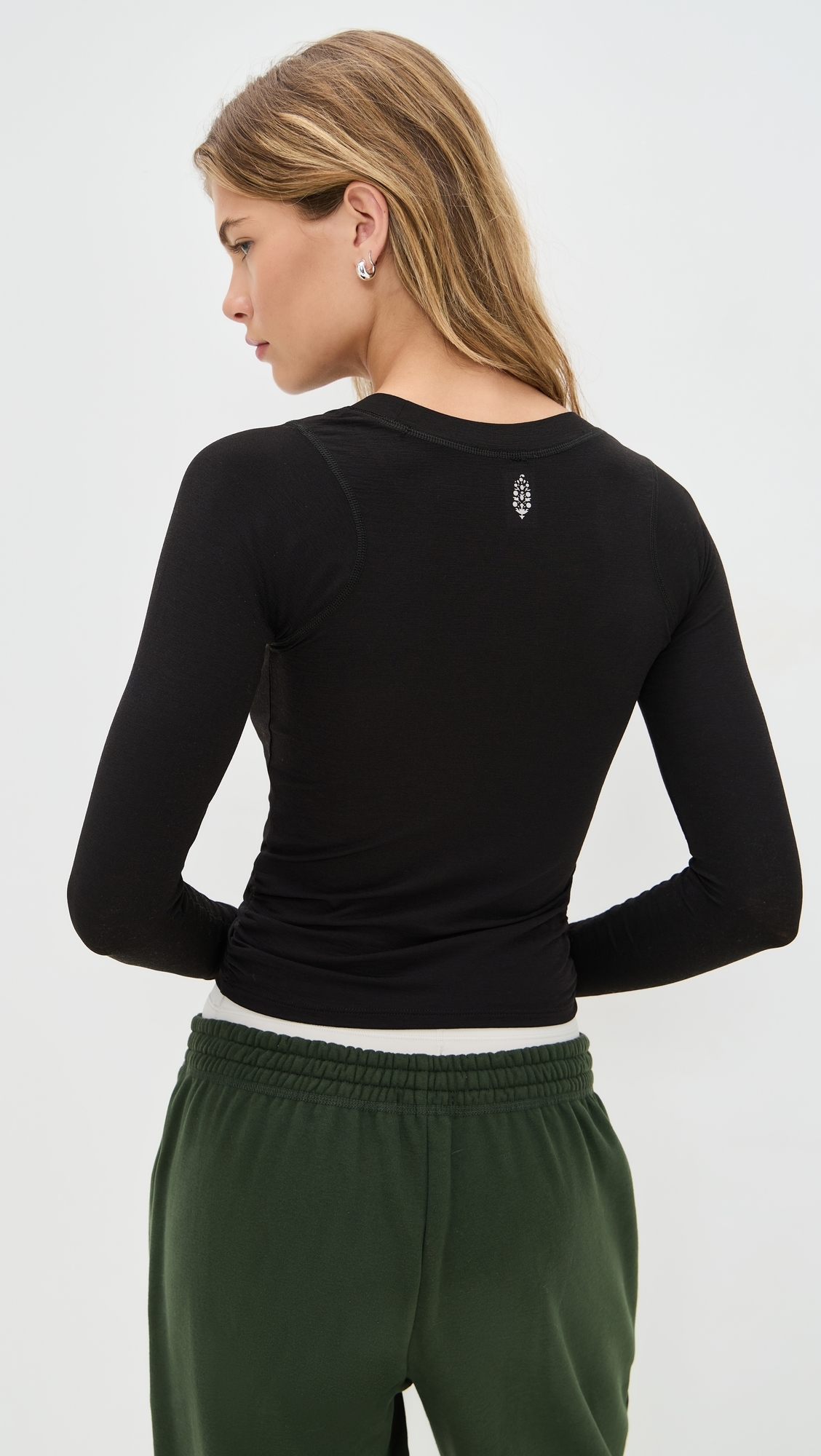 Tempo Ruched Long Sleeve Top Black