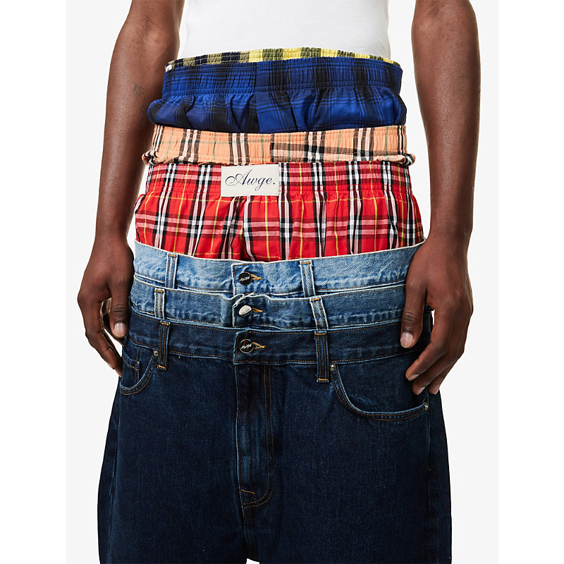 Mens Stacked Straight-Leg Denim Jeans