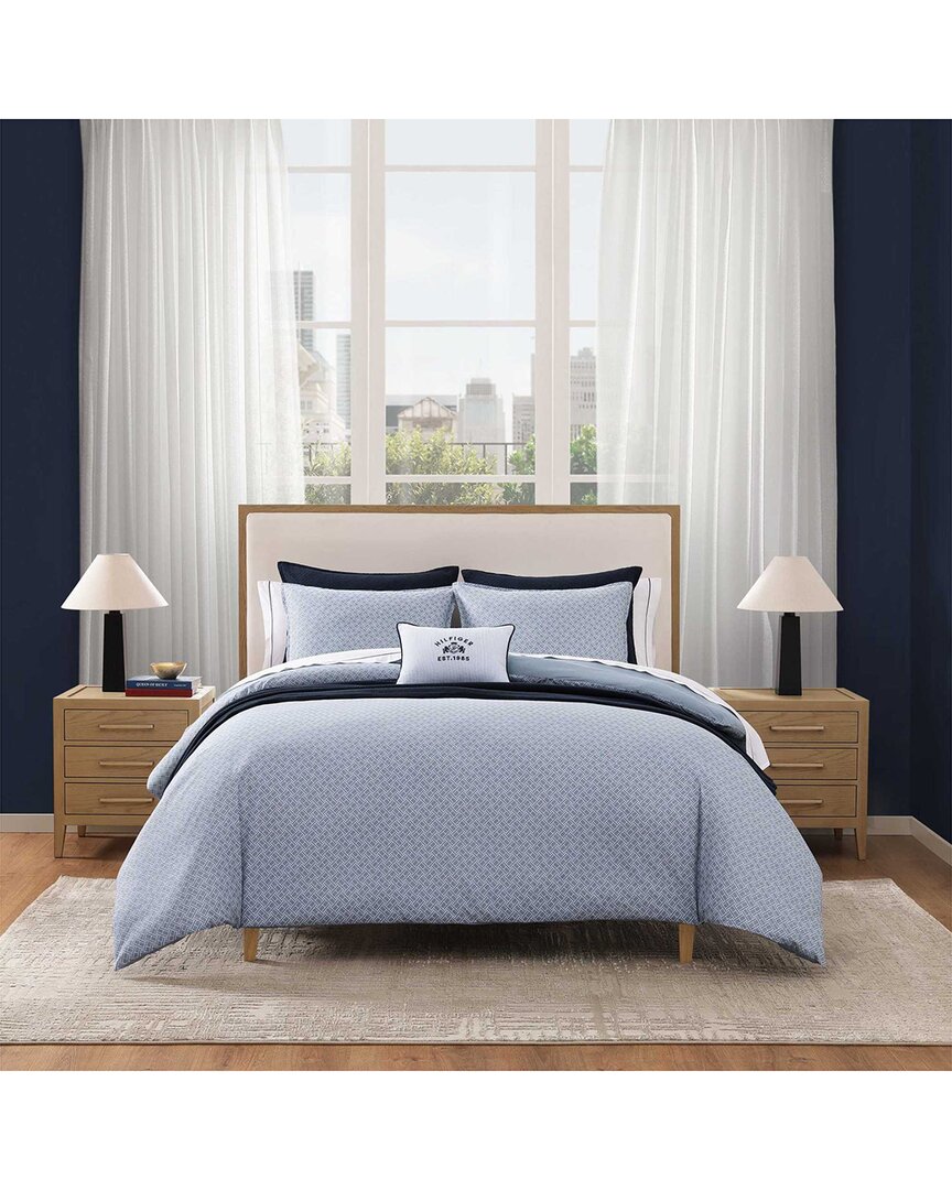 Trellis Flag Texture Reversible Cotton Percale Duvet Set