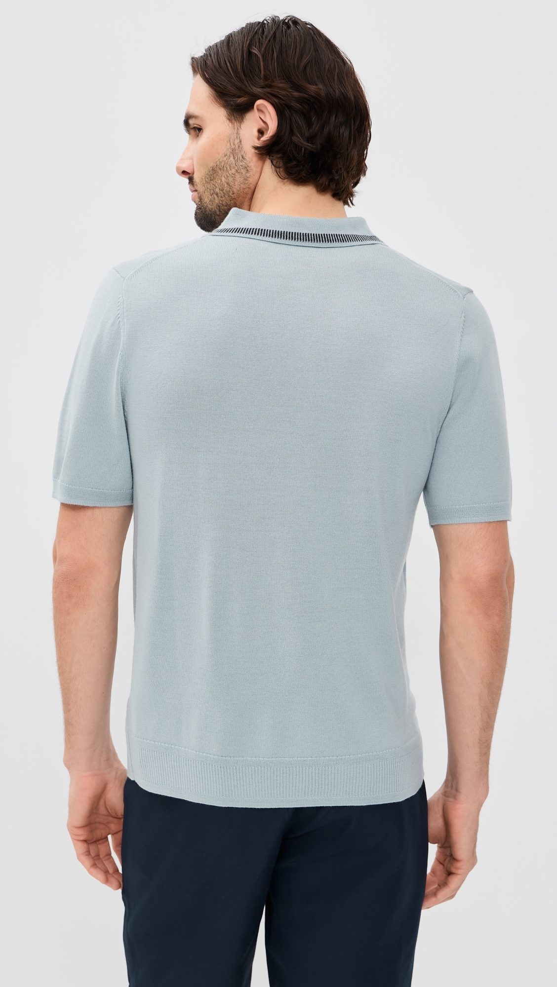 Short Sleeve Sweater Polo Light Blue