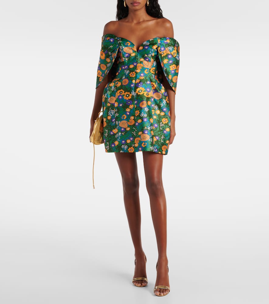Alémais Printed off-shoulder corset dress