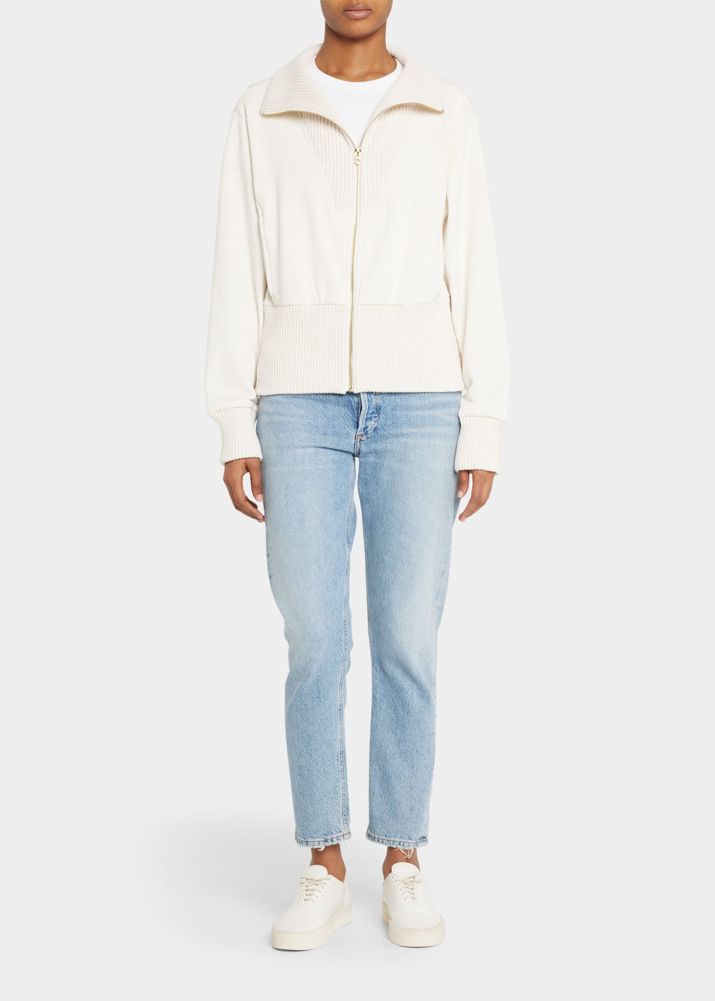 Alisa Ribbed Zip-Front Sweater
