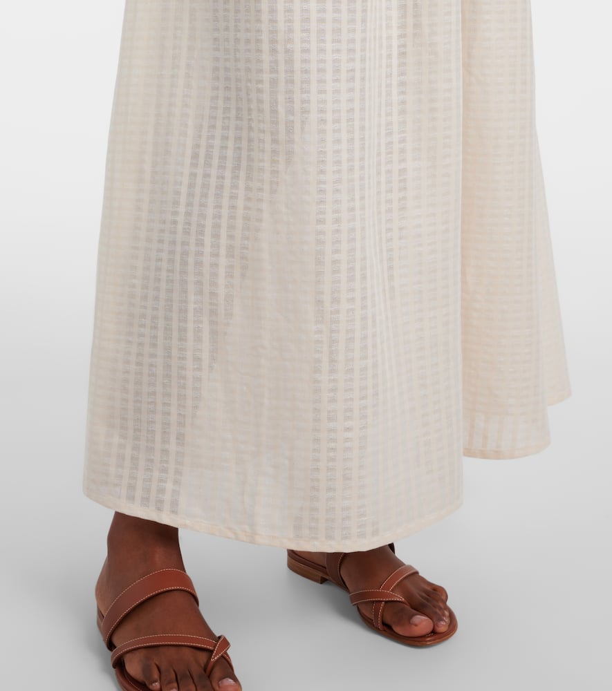 Kobe checked cotton and linen crop top