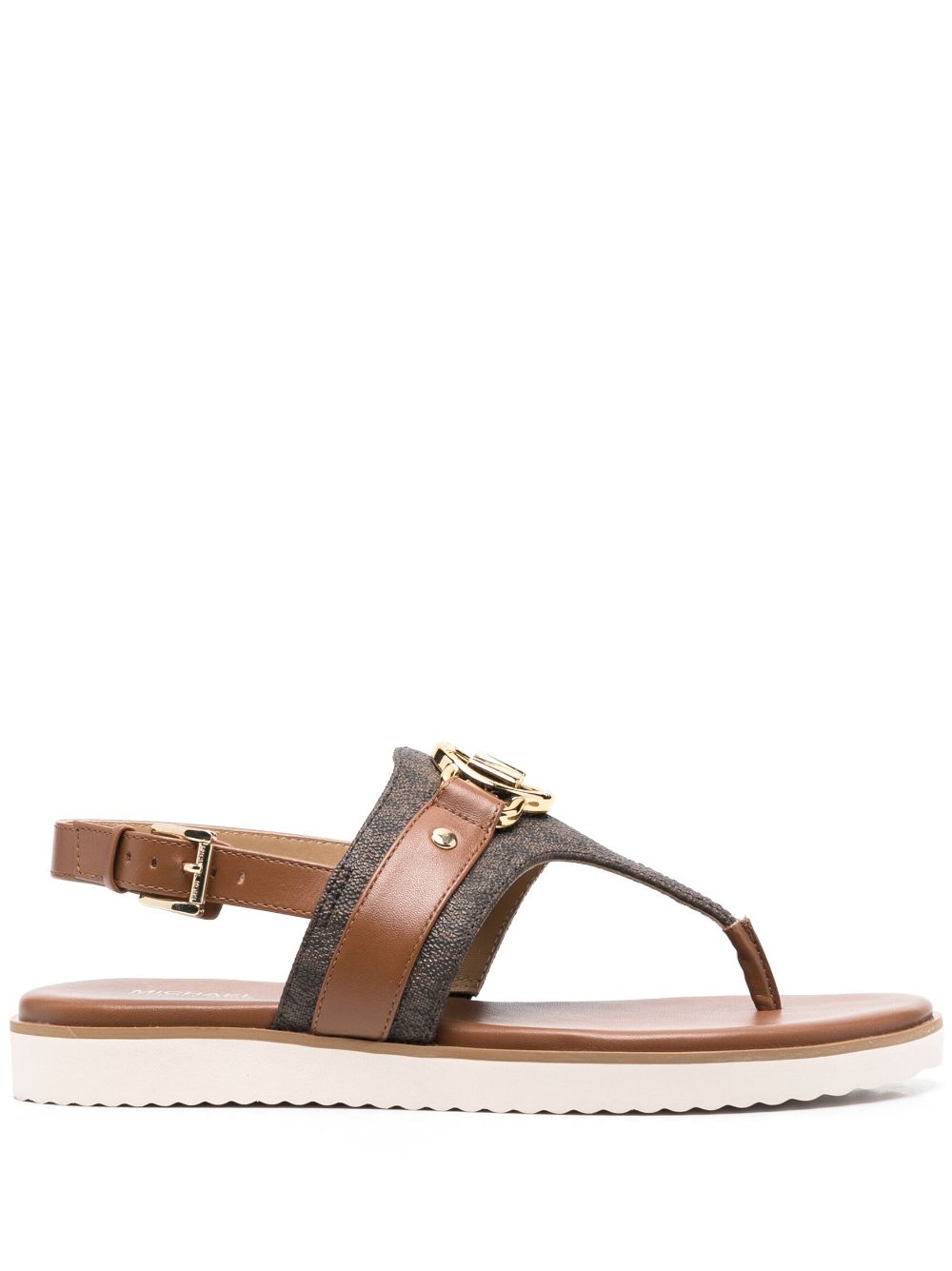 Logo-plaque monogram thong sandals - Brown