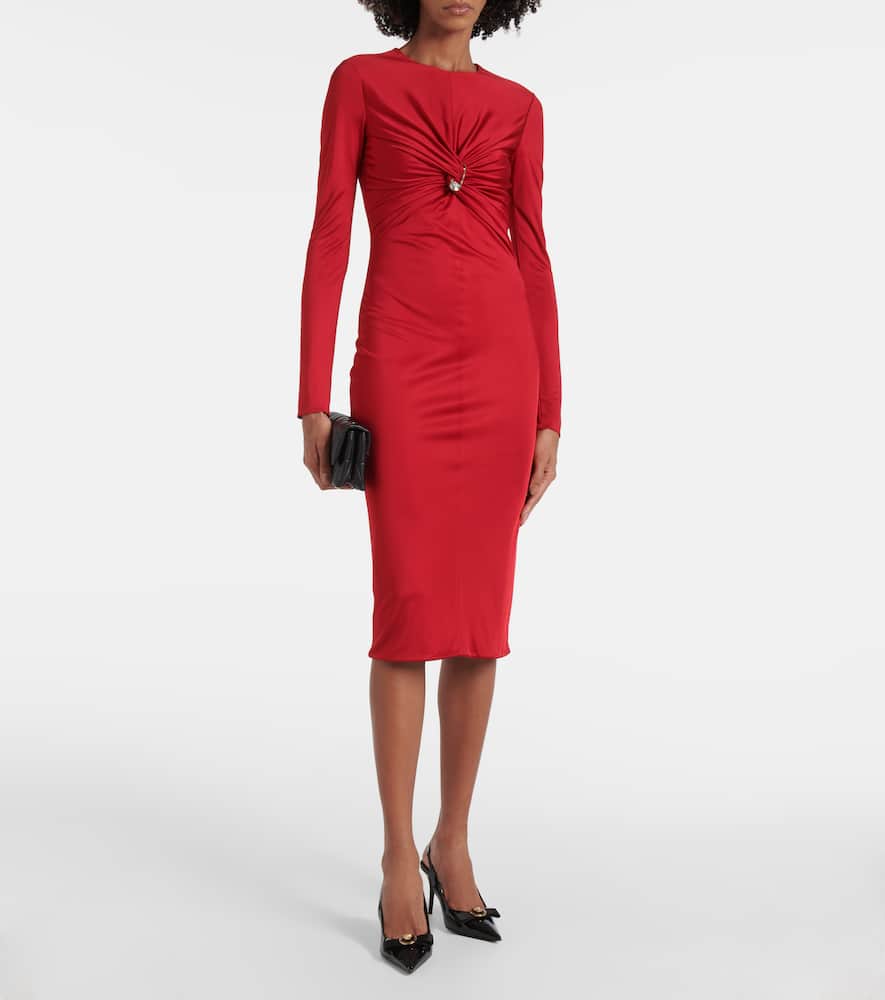 Safety Pin gathered jersey midi dress