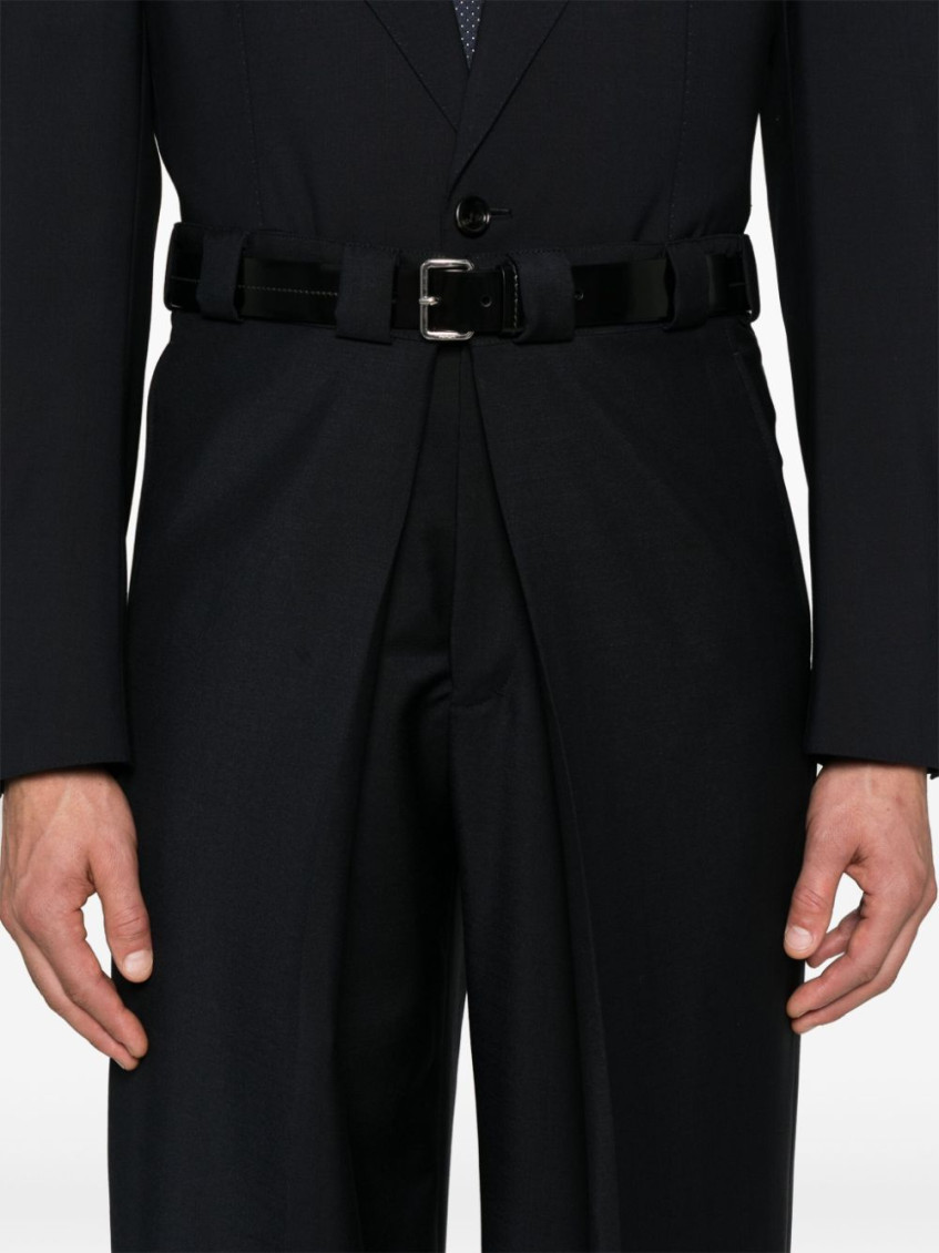 Midnight Blue Wool Blend Wide-leg Pant