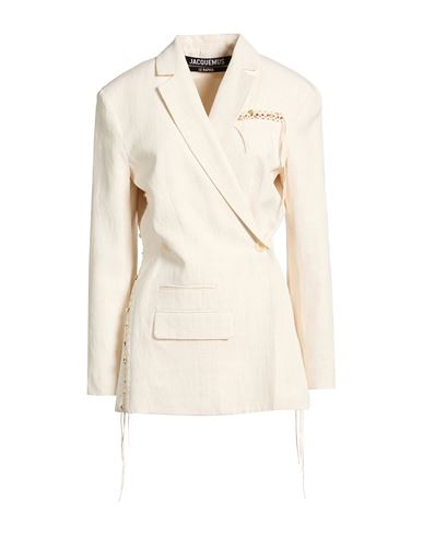 Woman Blazer Off white Size 4 Linen, Viscose, Polyester