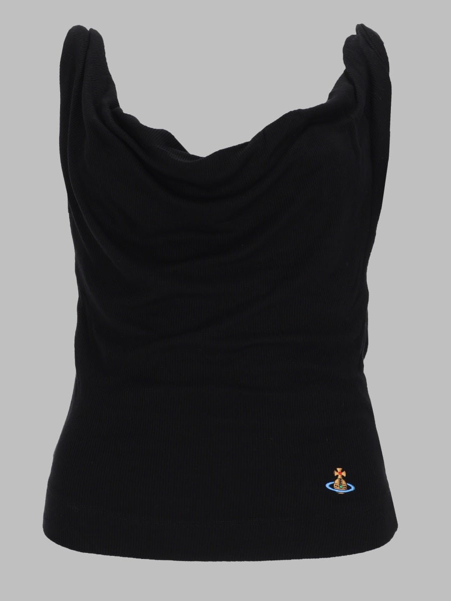 Women's Ribbed Draped Cowl Neck Tank Top
