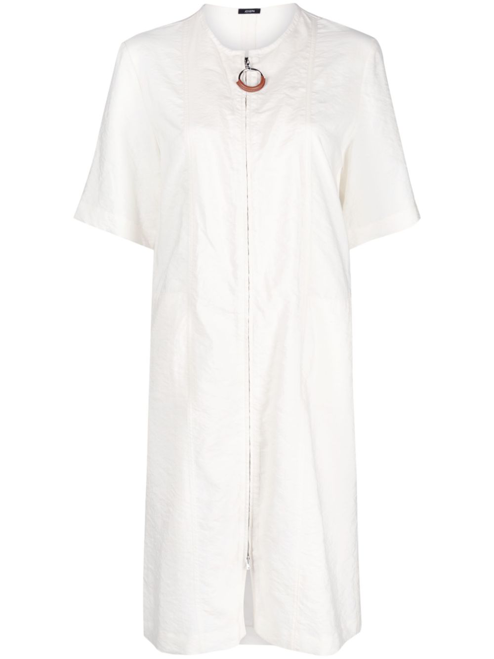 Short-sleeve zip-fastening dress - Neutrals