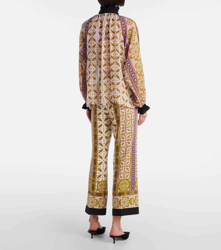 Cerere printed tie-neck silk blouse