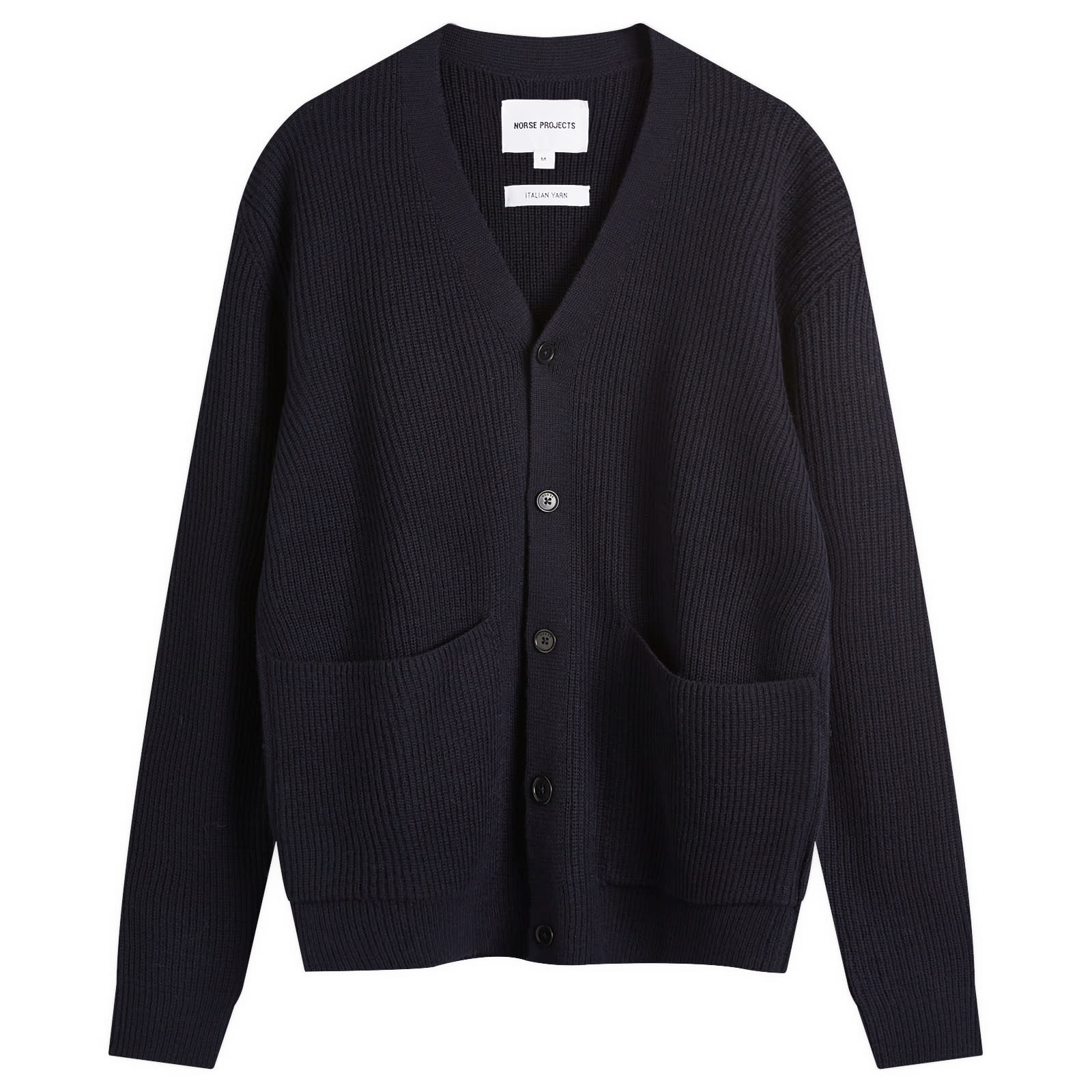 Men's Loki Wool Rib Knit Cardigan in Dark Navy