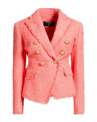 Woman Blazer Coral Size 4 Polyamide, Virgin Wool, Cotton