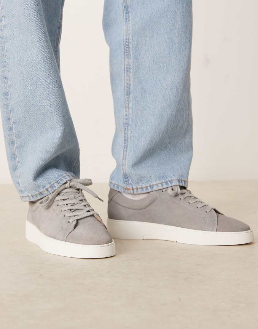 Made In Portugal lace up trainers in grey suede