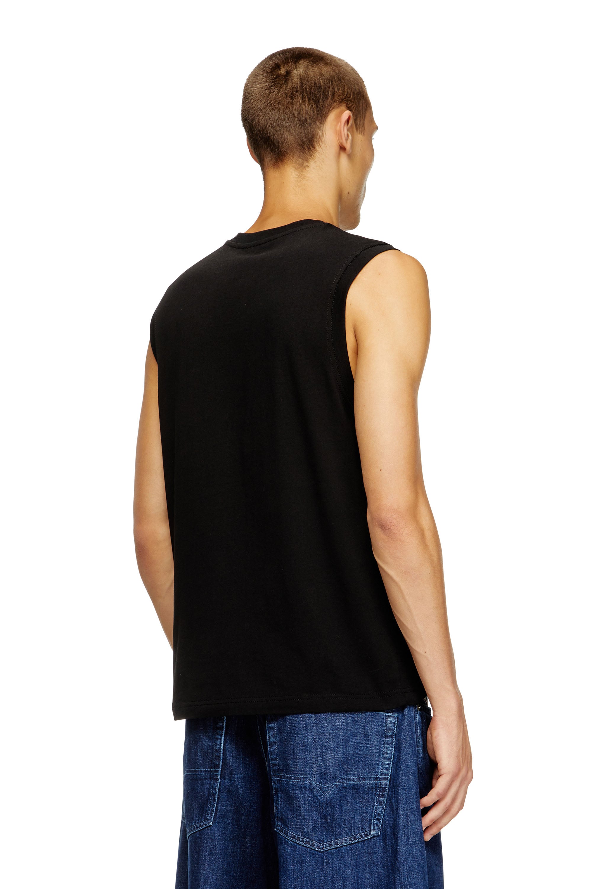 Tank top with chest logo print - T-Shirts - Man - Black