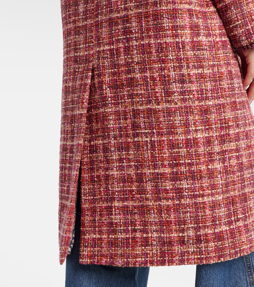 Checked cotton and wool-blend coat
