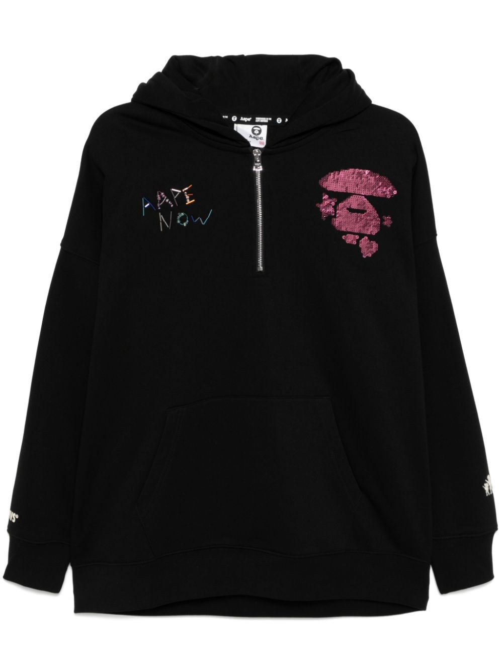 Sequin-embellishment hoodie - Black