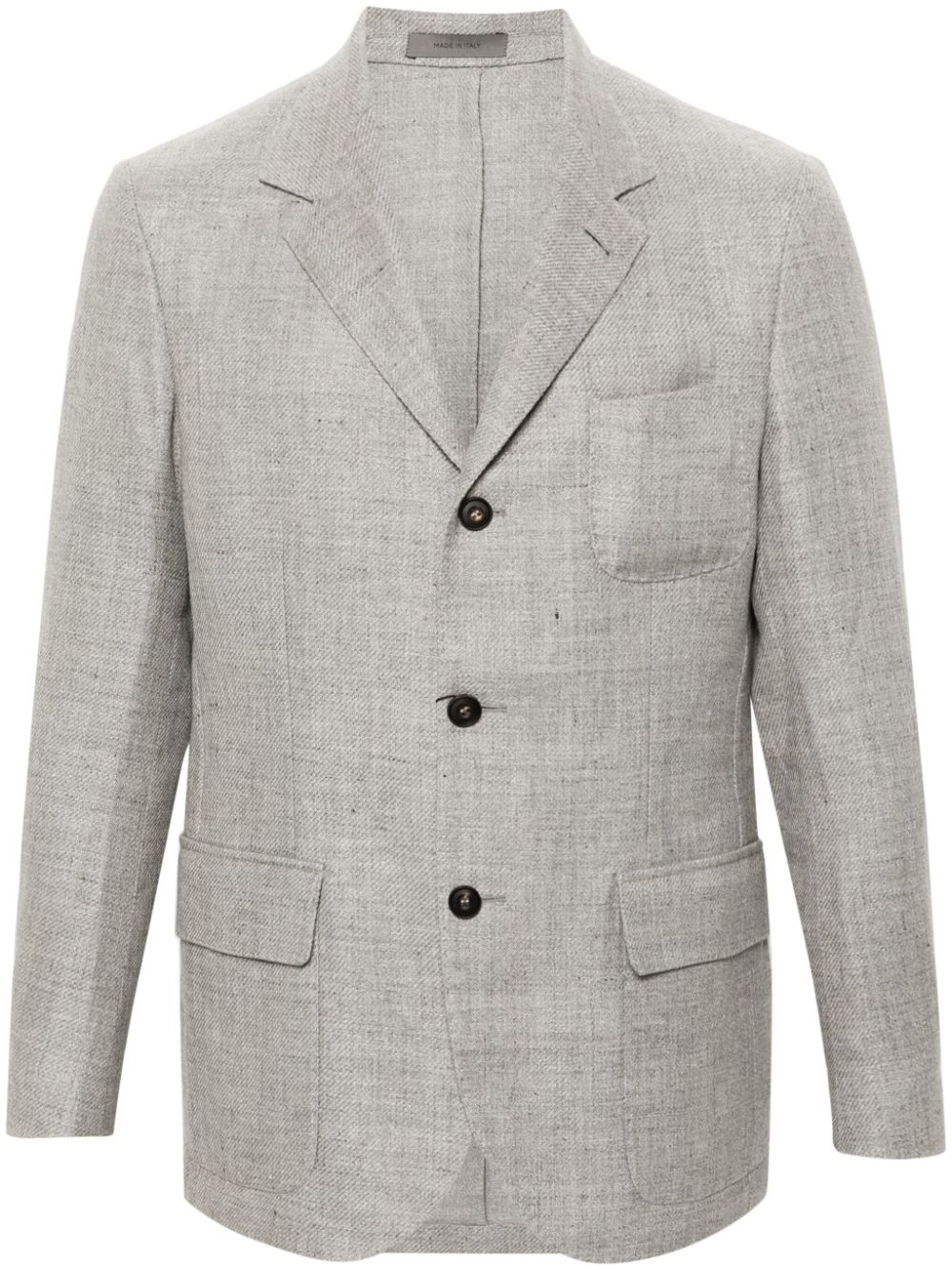 Stand-up collar single-breasted blazer - Grey