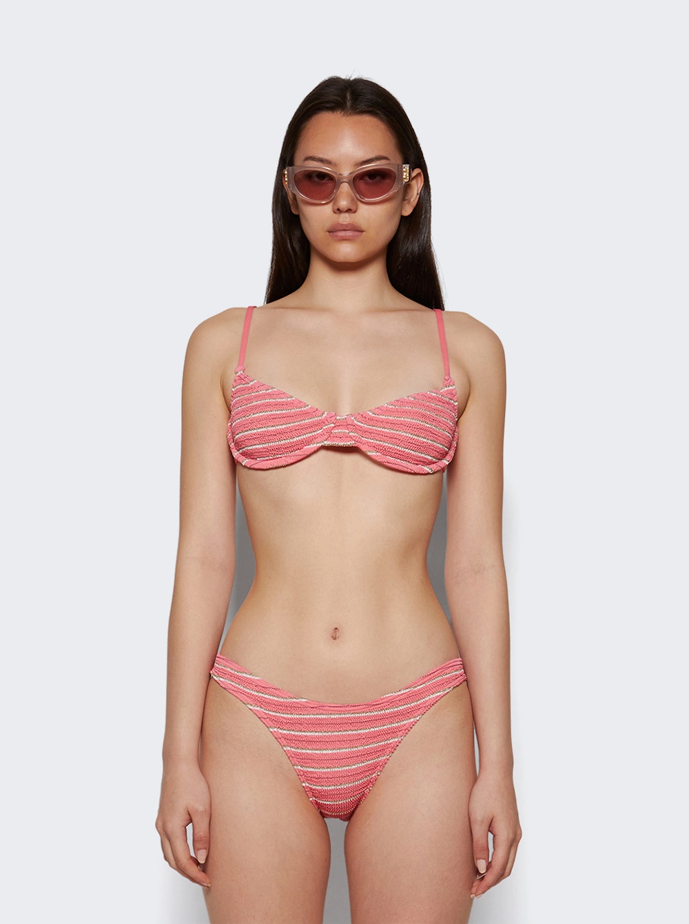 Gracie striped balconette bikini top - Pink
