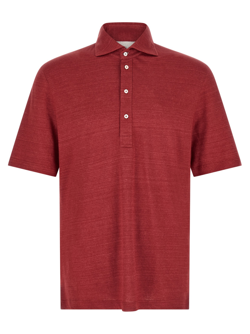 Linen And Cotton MéLange Jersey Polo Shirt Polo Shirts Red