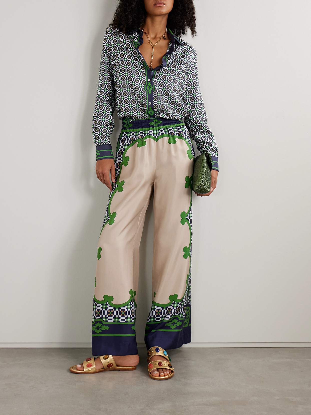 Icon Boy Printed Silk-twill Shirt - Blue