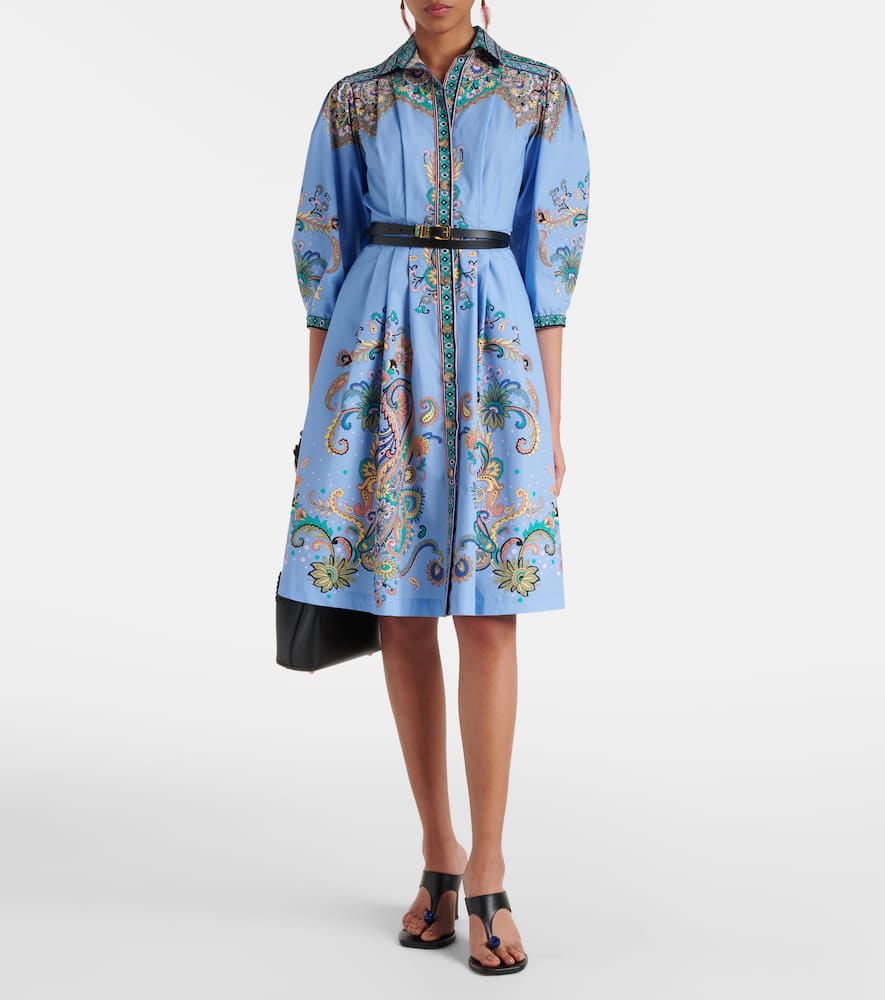 Printed cotton shirt dress