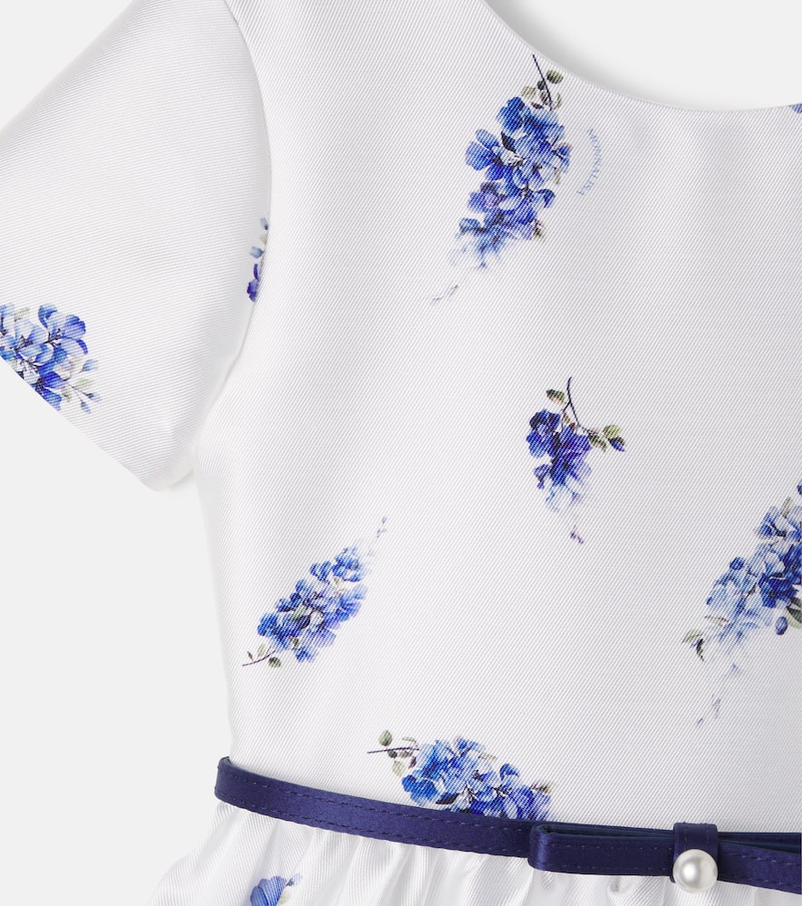Bow-detail floral crêpe dress