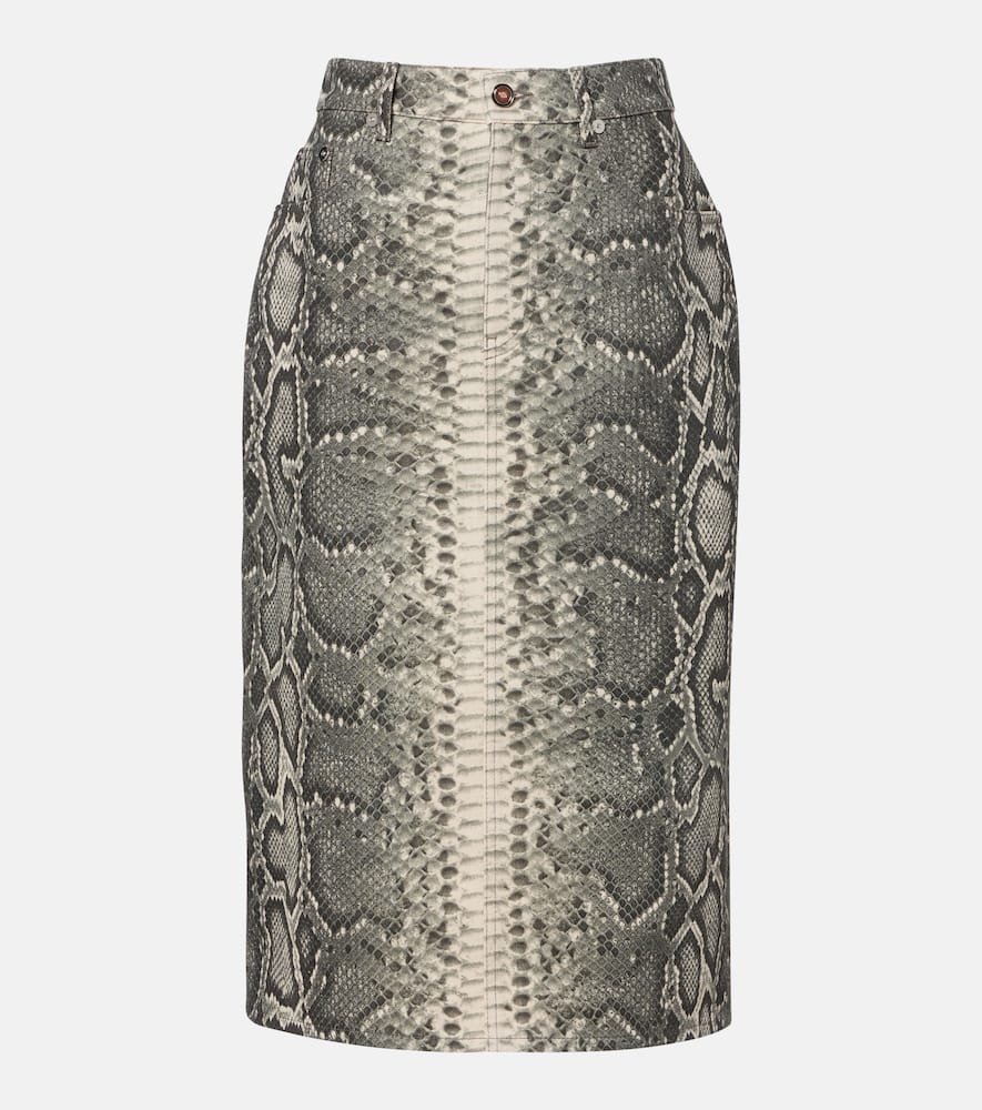 Adelaide snake-print cotton midi skirt