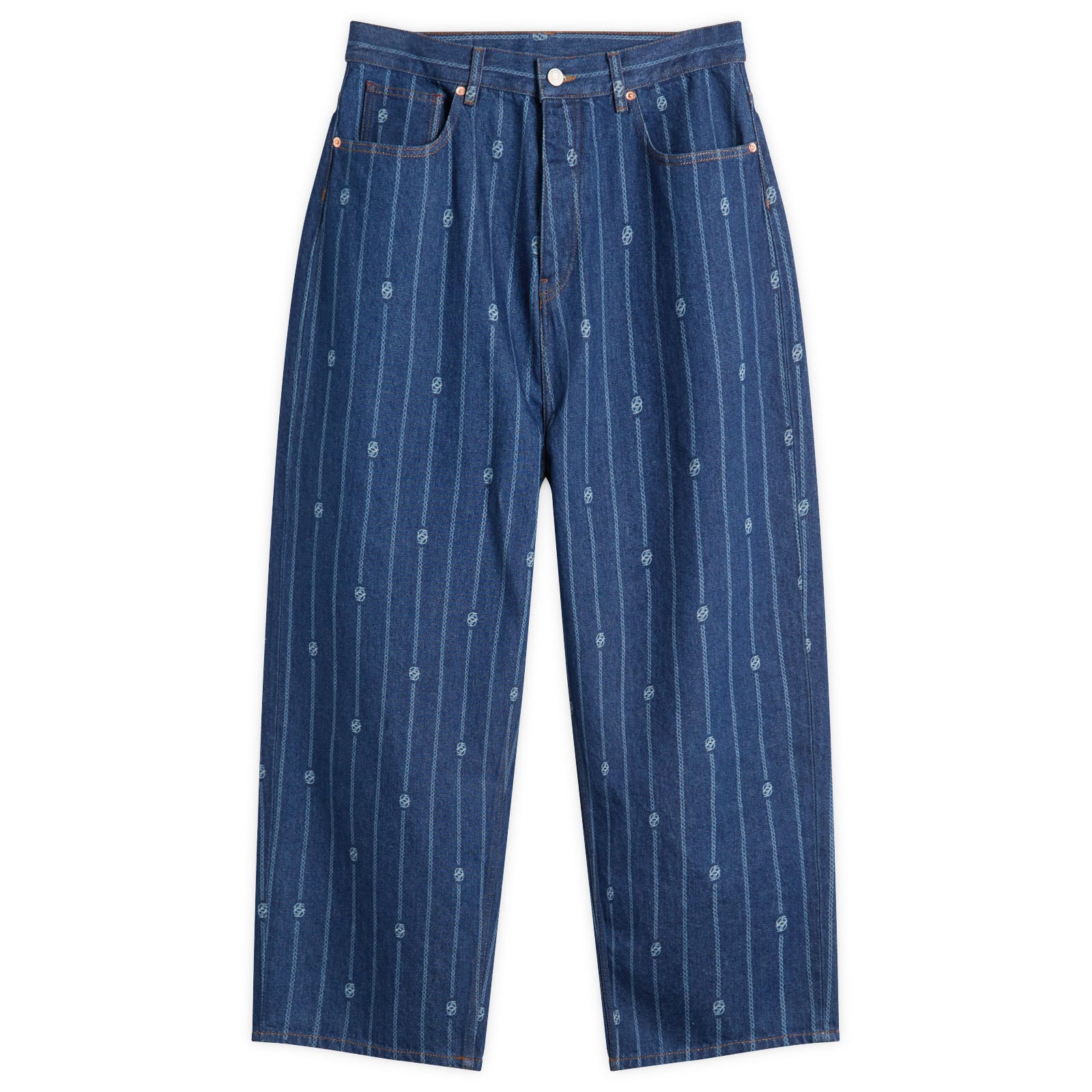 Drole De Monsieur Monogram Denim Jeans Stone Wash