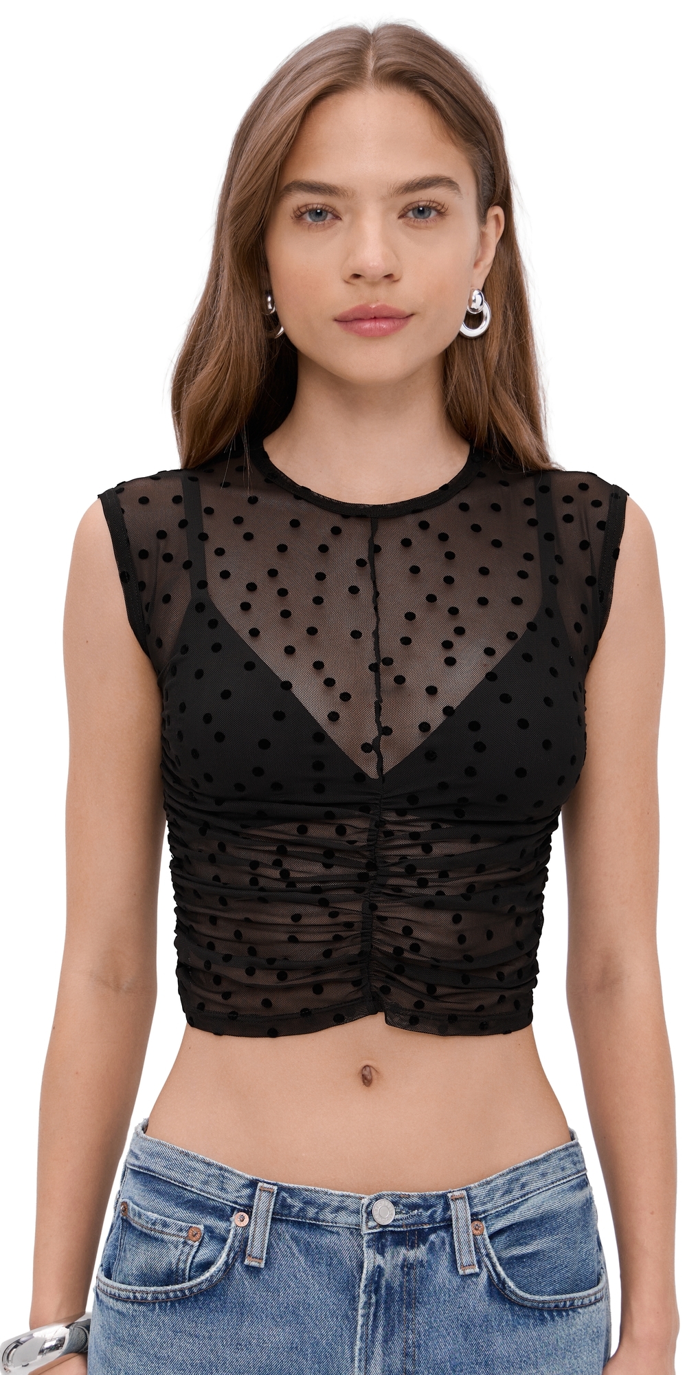 Lottie Top Black Polka Dot