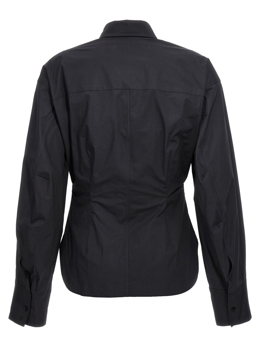 Cut-out corset-style cotton shirt - Black