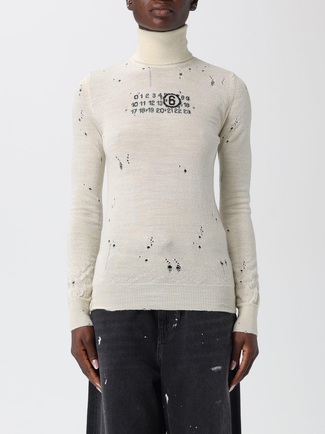 MM6 Maison Margiela Numbers-motif sweater - Neutrals