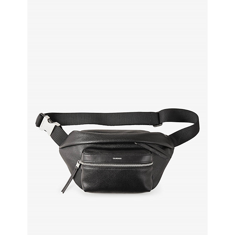 Mens Noir / Gris Logo-print Faux-leather Belt bag 