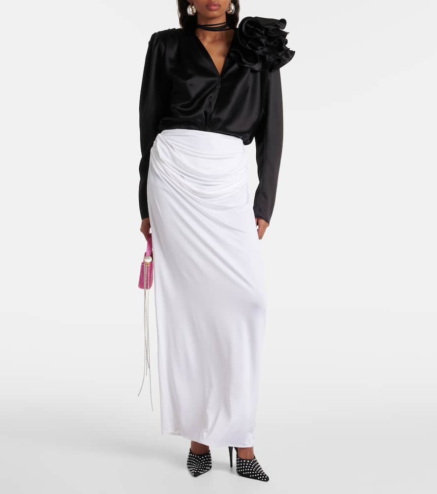 Draped jersey maxi skirt