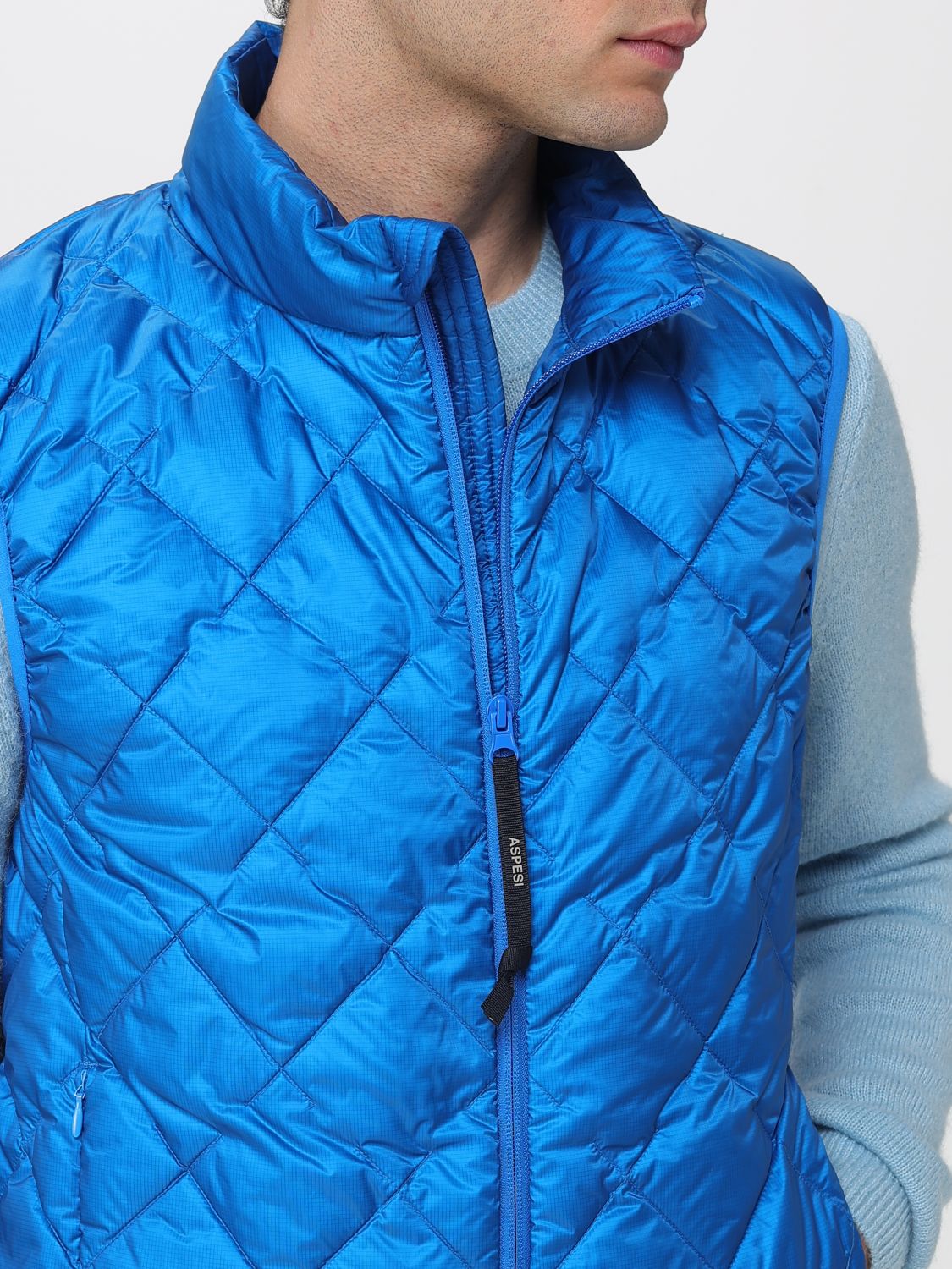 Suit Vest Men color Gnawed Blue