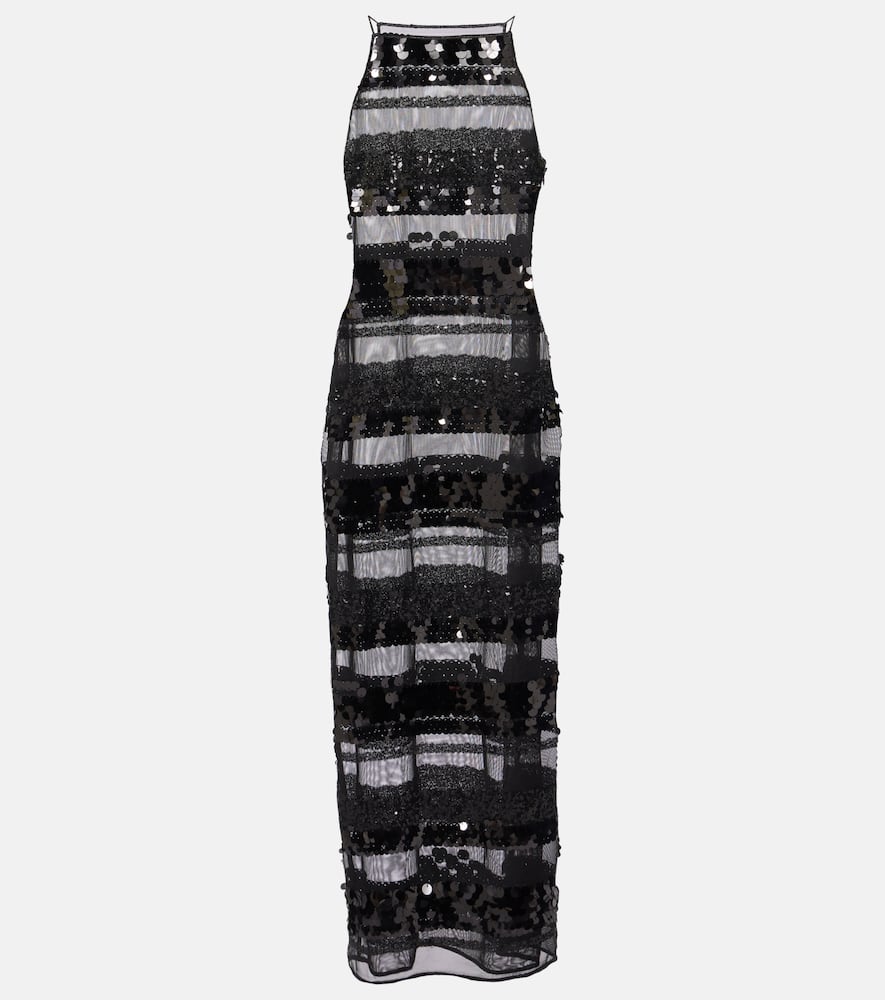 Oséree Sequined striped maxi dress