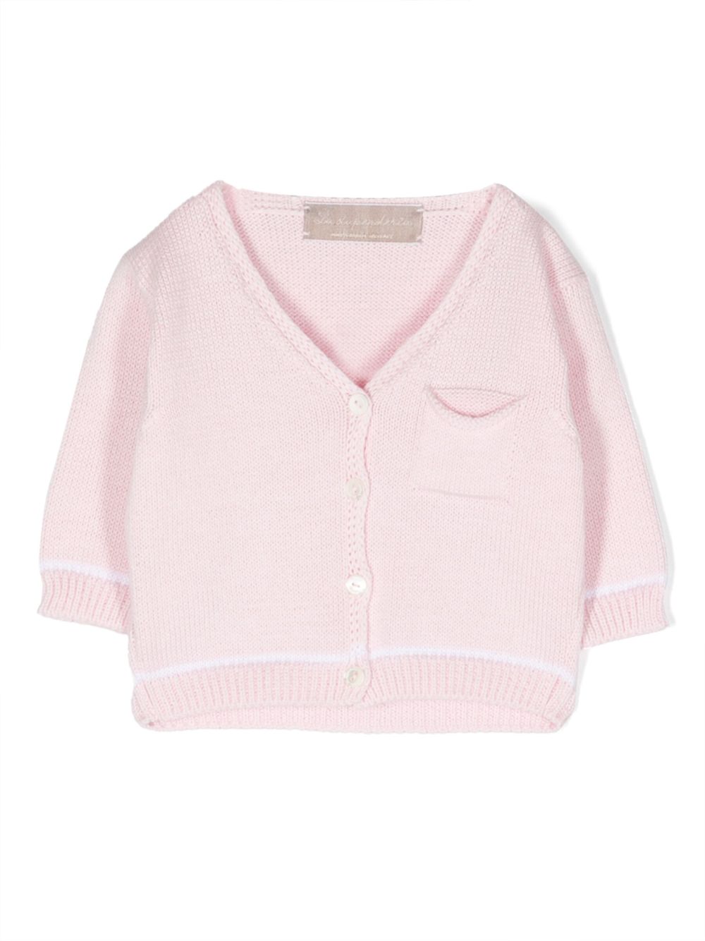 V-neck knitted long-sleeve cardigan - Pink