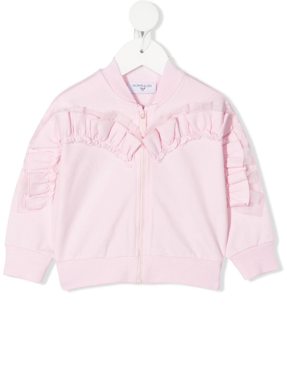 Frill-detail zip-up sweatshirt - Pink