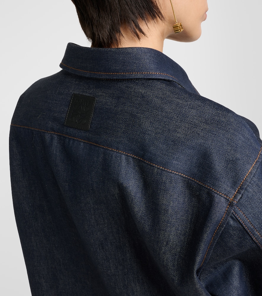 Chain-embellished denim shirt dress