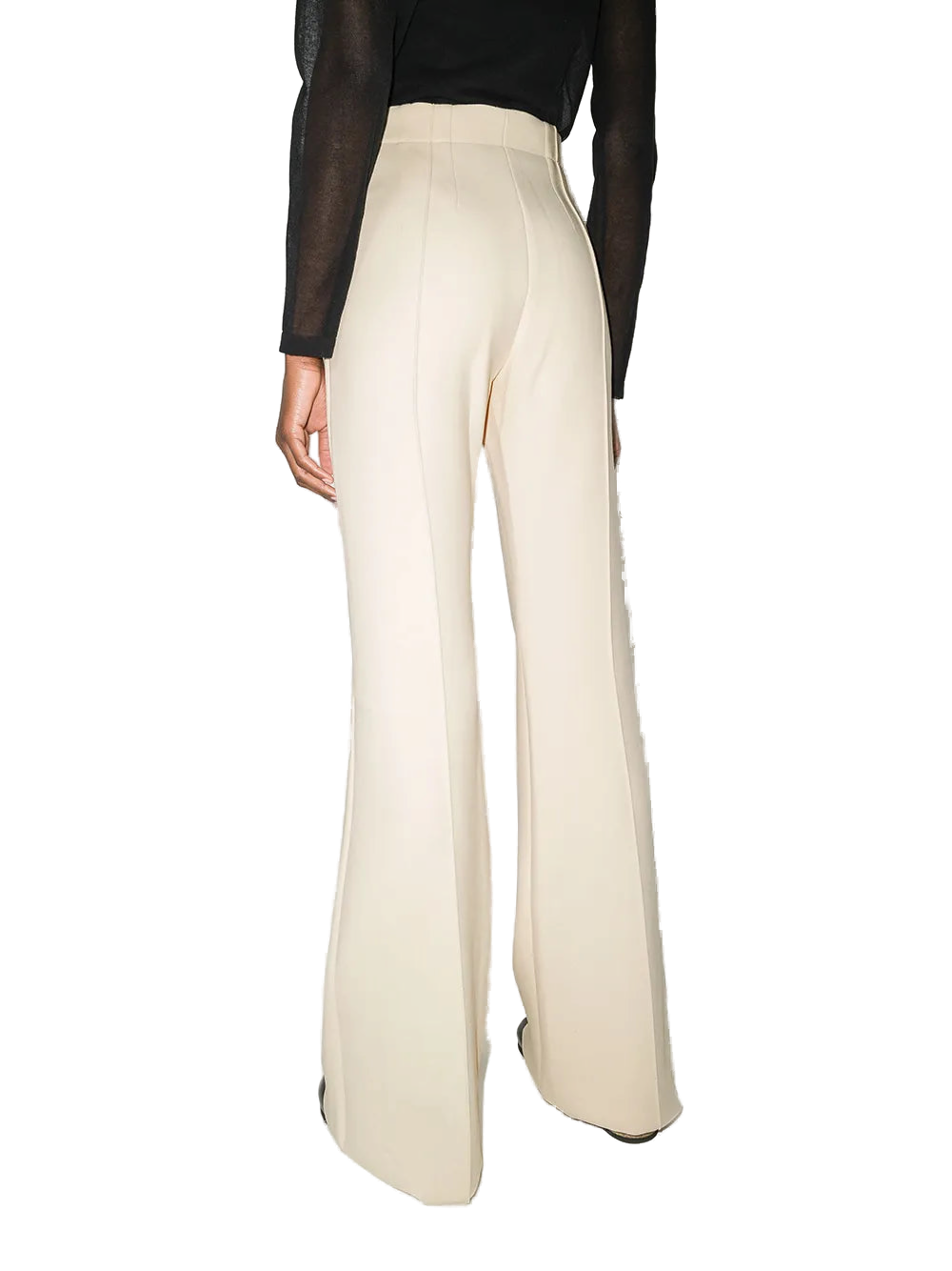 High-Waist Flared Trousers — Beige