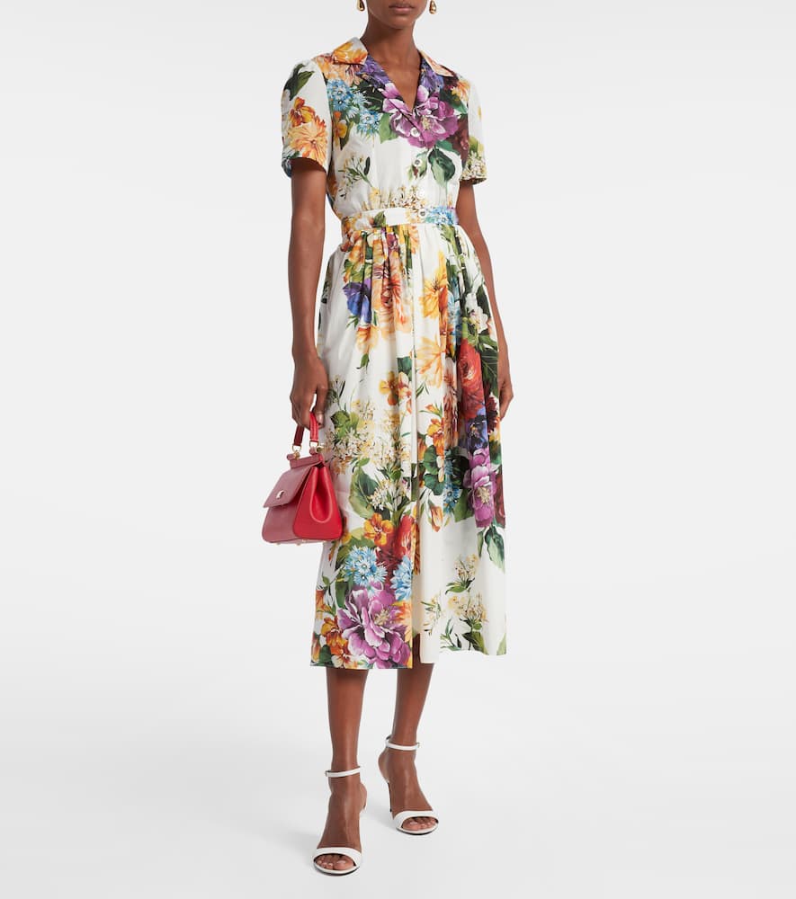 Floral cotton poplin shirt dress