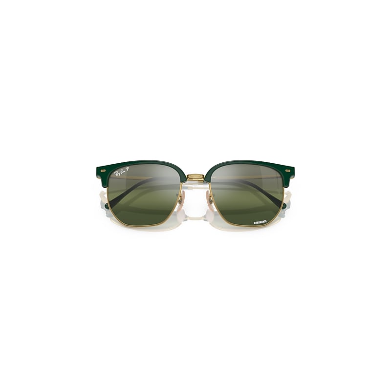 Ray-Ban New Clubmaster Sunglasses Gold Frame Silver Lenses Polarized