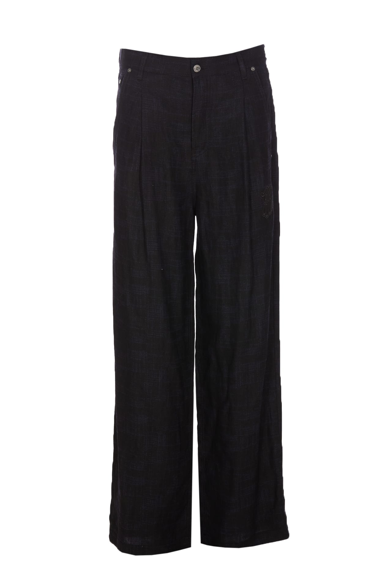 Wide-leg linen trousers - Black
