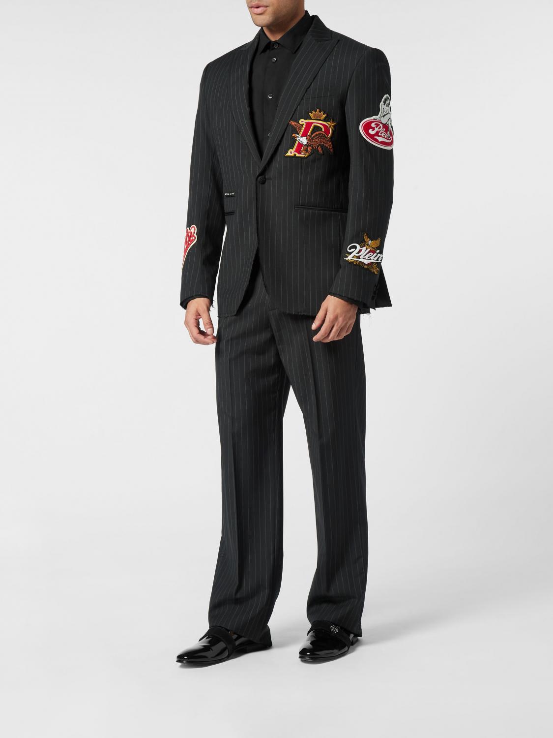 Pinstripe Wool Single-Breasted Blazer with Peak Lapels