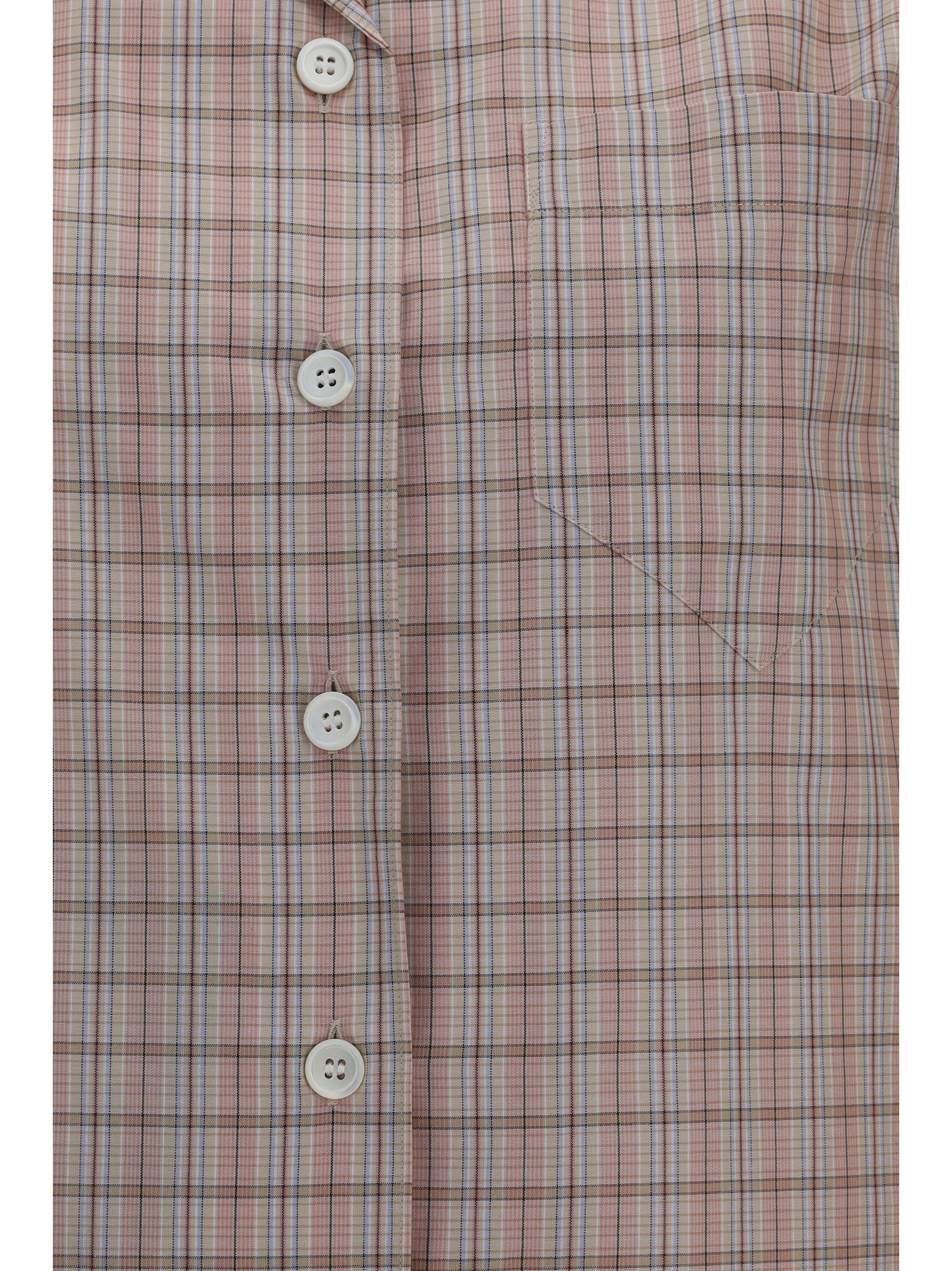 Small-Scale Check Cotton Shirt — Beige