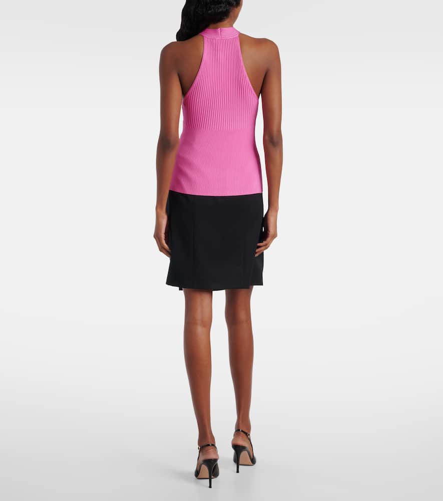 Andrea ribbed-knit halterneck top