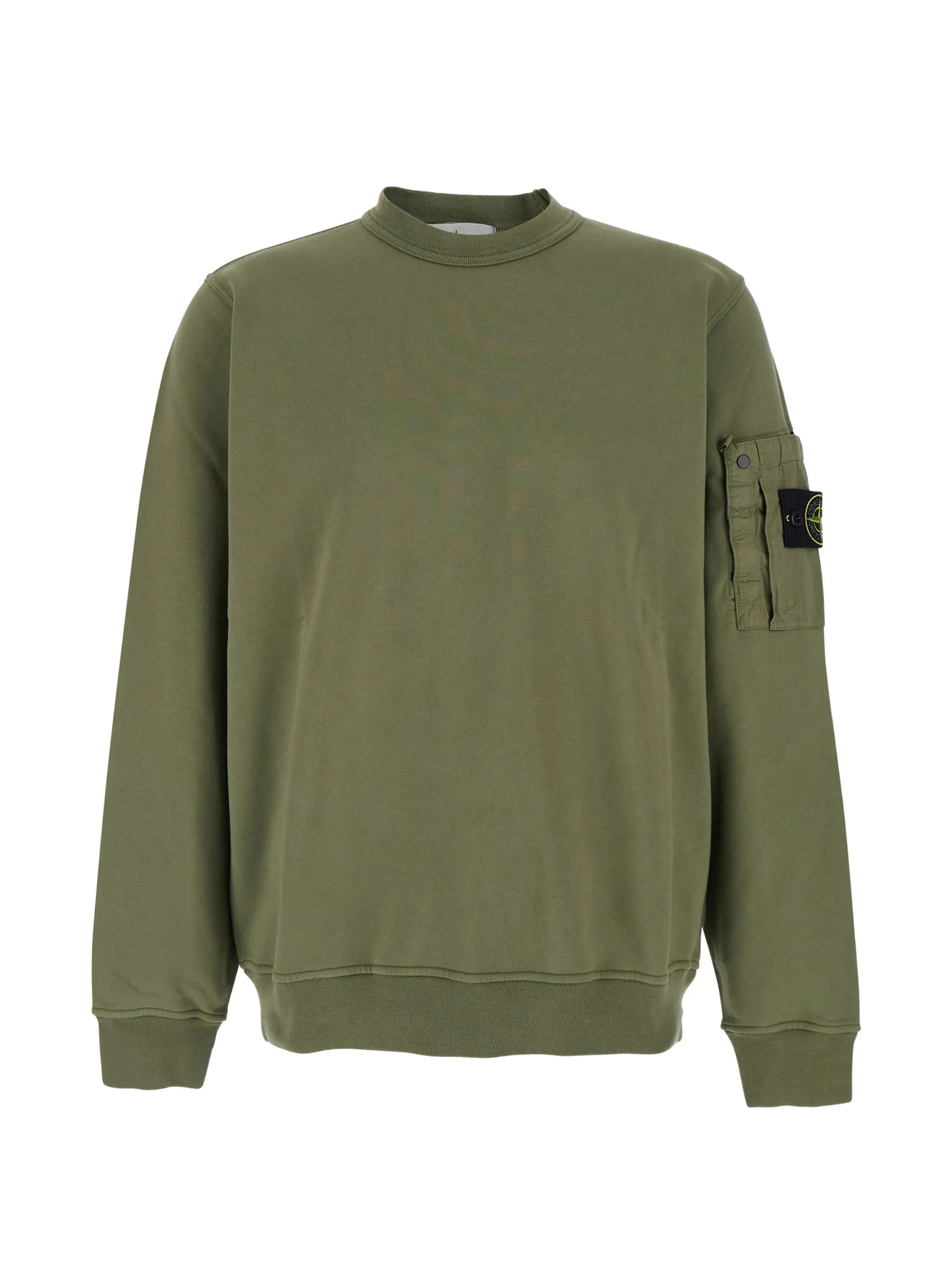 100% Cotton Ribbed Knit Sweatshirt with Elasticized Neckline, Sleeve Pocket