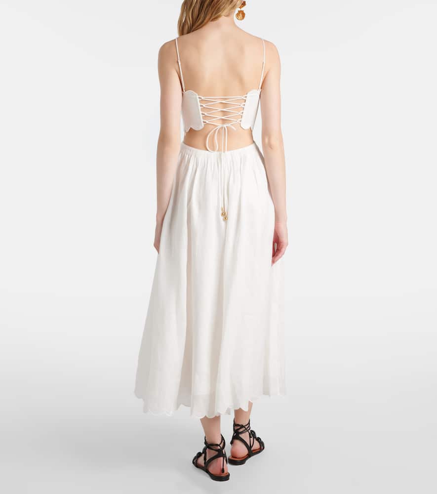 Rhiannon scalloped linen midi dress