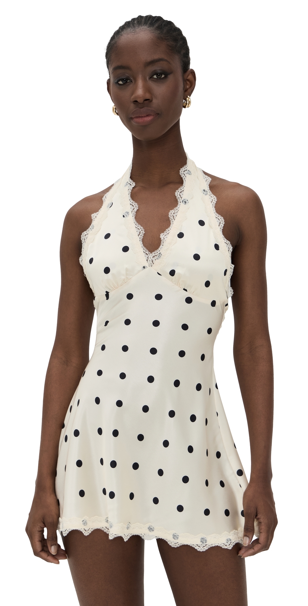 Lioness Stars Align Mini Dress Cream Polka 