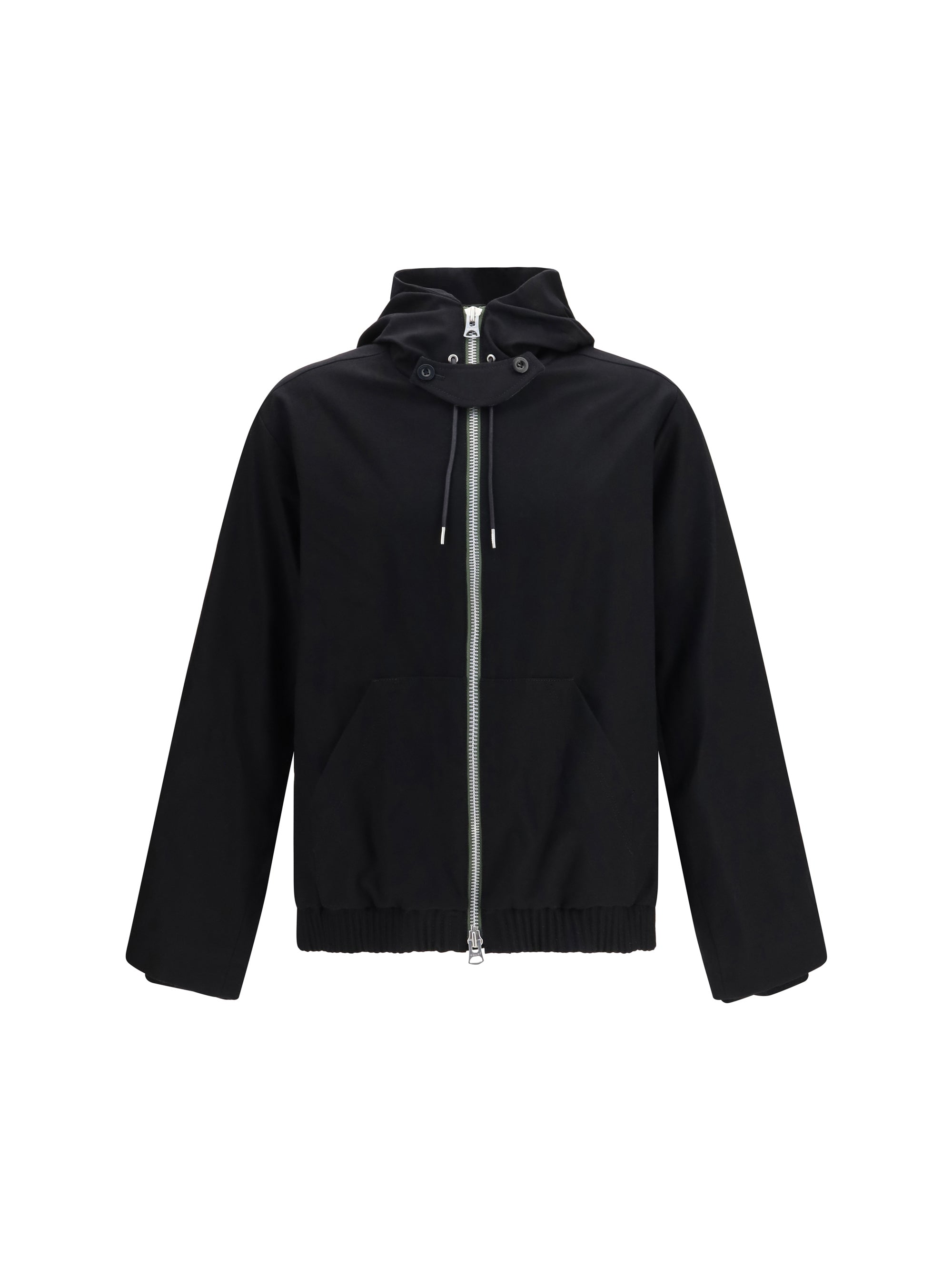 Hooded Merino Wool Flannel Jacket — Black