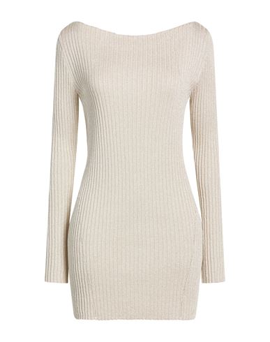 Woman Mini dress Beige Size 2 Viscose, Polyamide, Metallic fiber